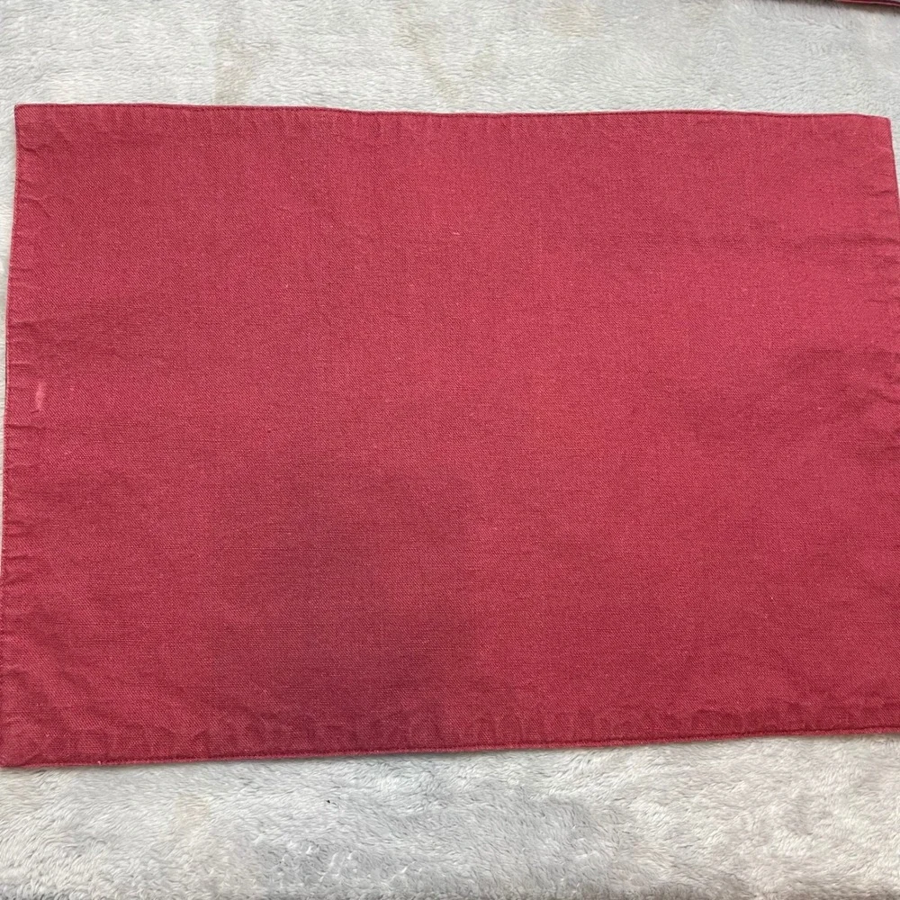 6 Boho Check Border Placemats 17.5x12.5 Red Multicolor Stained Glass Motif Artsy